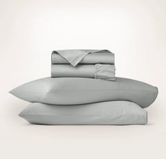 Signature Embellished Sheet Set - Shore/Bluestone Piped Edge