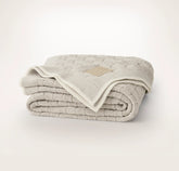 Basketweave Knit Throw Blanket - Heathered Pewter/Cream