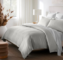 Percale Hemmed Duvet Set - Mist