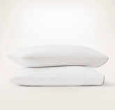 Signature Embellished Pillowcase Set - White/Pewter Piped Edge