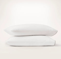 Signature Embellished Pillowcase Set - White/Pewter Piped Edge
