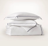 Signature Embellished Duvet Set - White/Coastal Navy Embroidered
