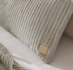 Sunday Knit Pillow Cover - Shore/Heathered Oatmeal