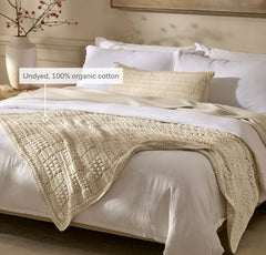 Summer Crochet Throw Blanket - Natural