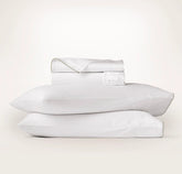 Signature Embellished Sheet Set - White/Pewter Piped Edge