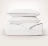 Signature Embellished Duvet Set - White/Shore Piped Edge