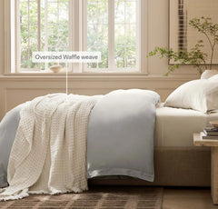 Heirloom Waffle Merino Bed Blanket - Cream
