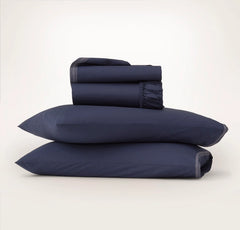 Signature Embellished Sheet Set - Coastal Navy/White Sail Stitch