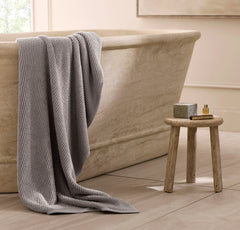 Turkish Ribbed Bath Sheet - Stone