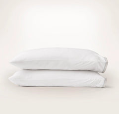 Percale Embellished Pillowcase Set - White/Shore/Sand Sail Stitch