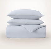 Percale Embellished Duvet Set - Hydrangea/White Piped Edge