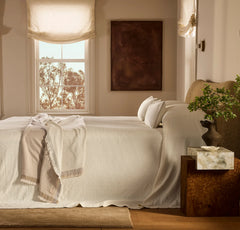 Lavé Wool Throw Blanket - Cream/Oak