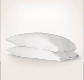 Percale Embellished Pillowcase Set - White/White Curved Edge