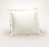 Percale Embellished Sham - Cream/Sand Curved Edge