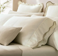 Signature Embellished Pillowcase Set - Cream/Sand Curved Edge