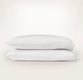 Percale Embellished Pillowcase Set - White/White Piped Edge
