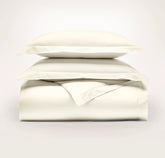 Percale Hemmed Duvet Set - Cream