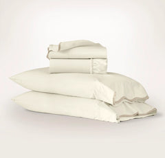 Percale Embellished Sheet Set - Cream/Sand Curved Edge