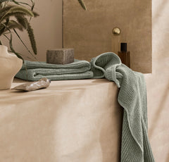 Turkish Ribbed Hand Towels (Pair) - Sageleaf