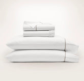 Percale Embellished Sheet Set - White/Oak Embroidered