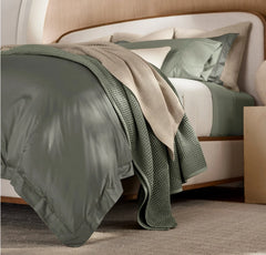 Percale Hemmed Duvet Set - Juniper