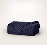 Waffle Bed Blanket - Coastal Navy