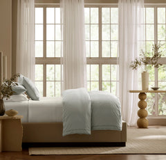 Signature Embellished Duvet Set - Mist/Mist Ladder Stitch