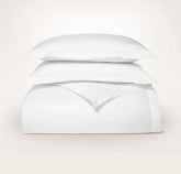 Percale Hemmed Duvet Set - White