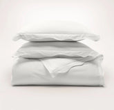 Percale Embellished Duvet Set - White/White Curved Edge