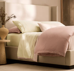Signature Embellished Sheet Set - Cream/Sand Ladder Stitch