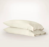 Percale Embellished Pillowcase Set - Cream/Sand Curved Edge