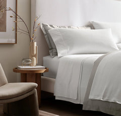 Signature Hemmed Sheet Set - White/Pewter Delicate Stripe