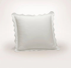 Percale Embellished Sham - White/White Curved Edge