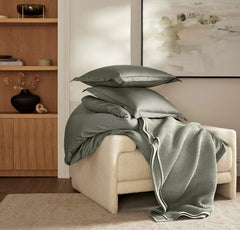 Percale Hemmed Duvet Set - Juniper