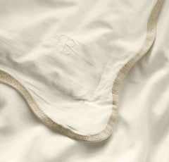 Percale Embellished Duvet Set - Cream/Sand Curved Edge