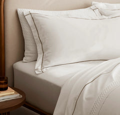 Percale Embellished Duvet Set - White/Oak Embroidered