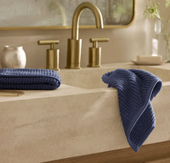 Turkish Ribbed Washcloths (Pair) - Coastal Navy
