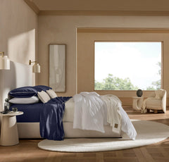 Signature Embellished Sheet Set - Coastal Navy/White Sail Stitch