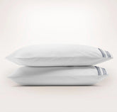 Signature Embellished Pillowcase Set - White/Mineral Ladder Stitch