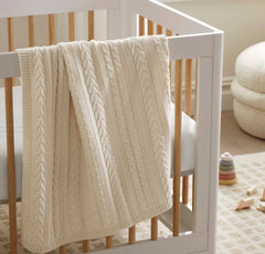 Cable Knit Baby Blanket - Natural