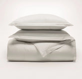 Signature Hemmed Duvet Set - White/Pewter Delicate Stripe