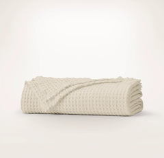 Heirloom Waffle Merino Bed Blanket - Cream
