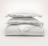 Signature Embellished Duvet Set - White/Mist Curved Edge