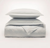 Signature Hemmed Duvet Set - White/Mineral Delicate Stripe
