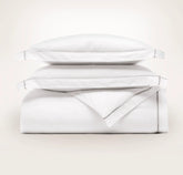 Percale Embellished Duvet Set - White/Oak Embroidered