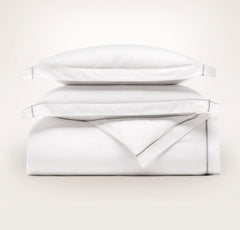 Percale Embellished Duvet Set - White/Oak Embroidered