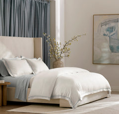 Percale Embellished Duvet Set - White/Shore Embroidered