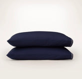 Percale Embellished Pillowcase Set - Coastal Navy/White Sail Stitch