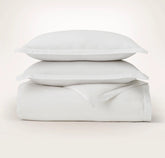 Signature Hemmed Duvet Set - White/Oak Delicate Stripe