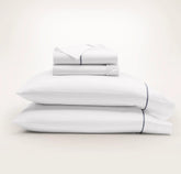 Percale Embellished Sheet Set - White/Mineral Embroidered